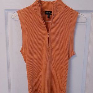 Ribbed Knit sleeveless tangerine top